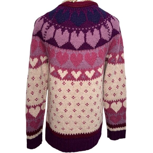 LoveShackFancy Deena Cardigan Sweater Prune heart flower wool alpaca size small - Picture 10 of 14